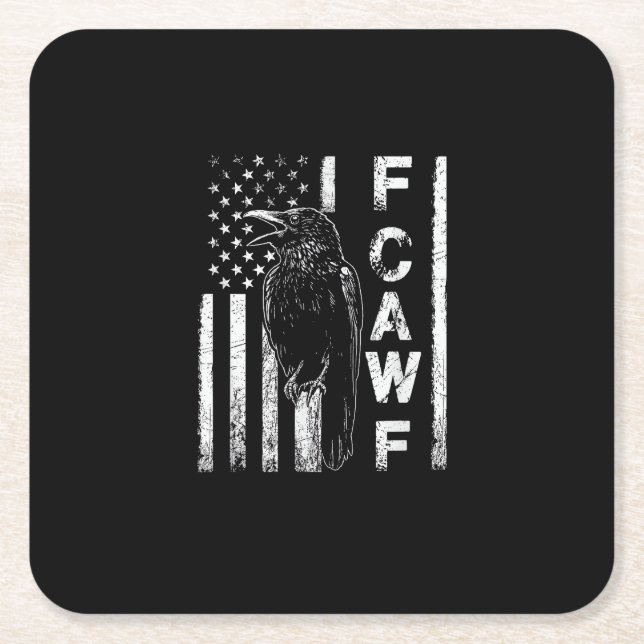 Funny F Caw F Crow With USA Flag Rechteckiger Pappuntersetzer (Vorderseite)