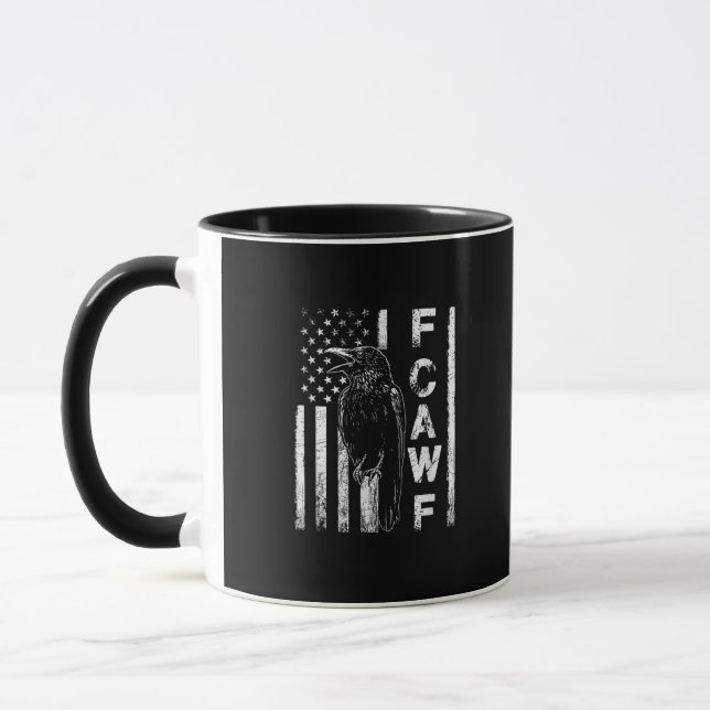 Funny F Caw F Crow With USA Flag Tasse (Links)