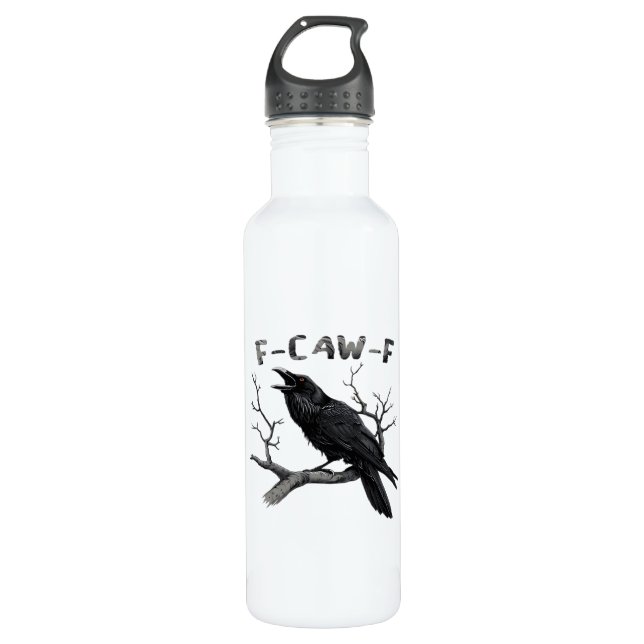 Funny F-Caw-F Gothic Crow Humor Essential Edelstahlflasche (Vorderseite)