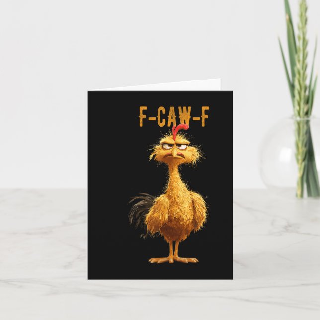 Funny F-caw-f Hühnchen, Fcawf Hühnchen Karte (Vorderseite)