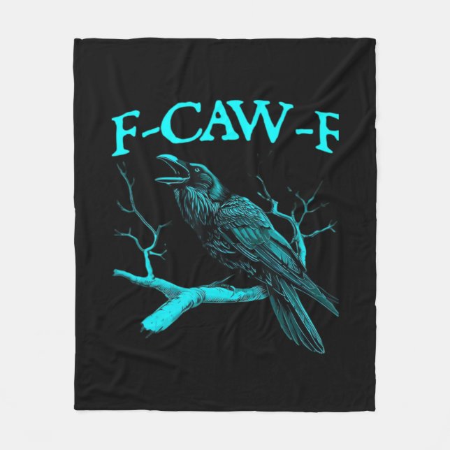 Funny F-Caw-F Humor Crow Gothic Fleecedecke (Vorderseite)