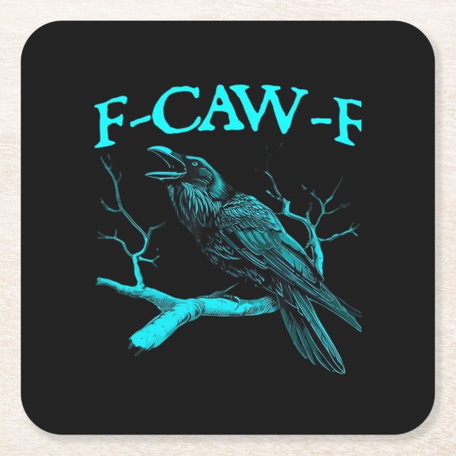 Funny F-Caw-F Humor Crow Gothic Rechteckiger Pappuntersetzer (Vorderseite)