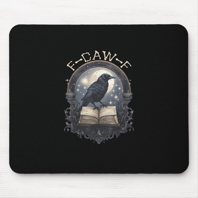 Funny F-Caw-F Raven Bird Saying Graphic Retro Clas Mousepad (Vorne)
