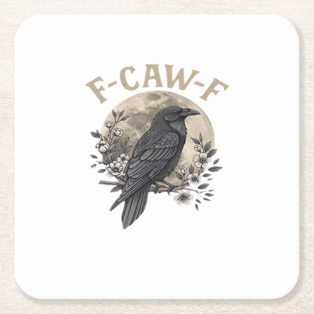 Funny F Caw F Raven Bird Saying Graphic Style Rechteckiger Pappuntersetzer (Vorderseite)