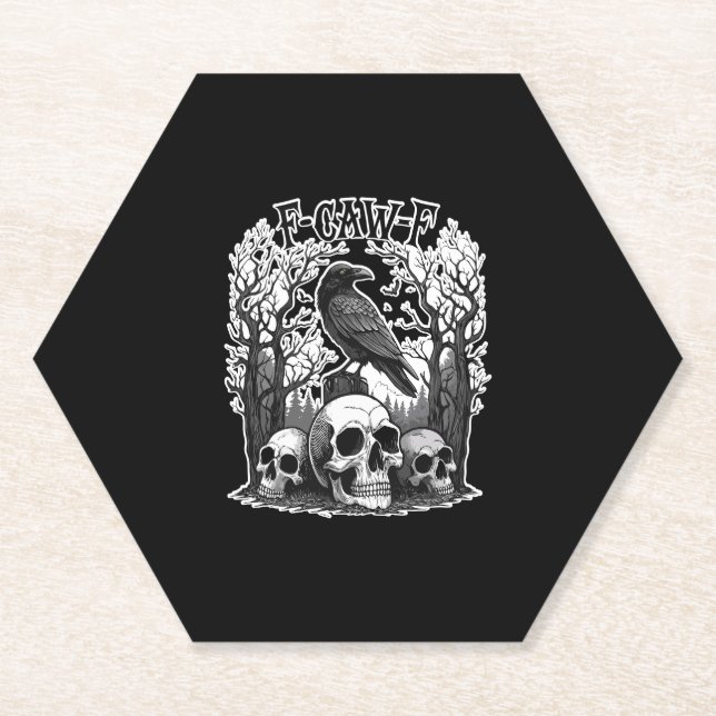 Funny F Caw F Raven Halloween Untersetzer (Vorderseite)