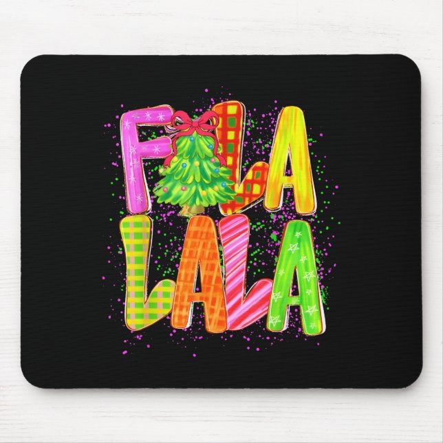 Funny Fa La La Coquette Bow Checkered Christmas Tr Mousepad (Vorne)