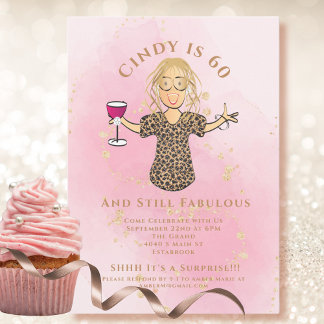 Funny Fabulous 60 Blush Pink Gold 60. Geburtstag Einladung