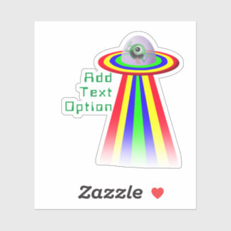 Funny Face Alien Rainbow Spaceship Aufkleber