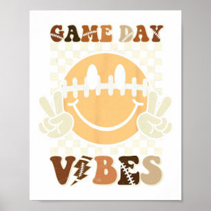 Funny Face American Football Game Day Vibes Sport Poster