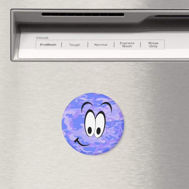 Funny Face Camouflage Pastel Blaues Abstraktes Mus Magnet (In Situ (Geschirrspüler))