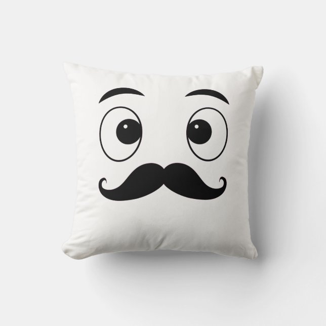 Funny Face Coussin avec Moustache - mignonne et Wh (Recto)
