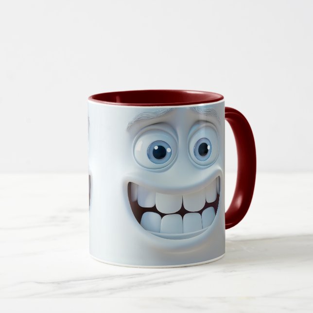 Funny Face Expression Keramik Coffee Tasse ☕ (VorderseiteRechts)