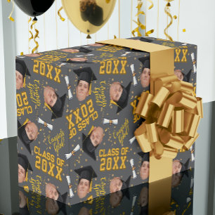 Funny Face Foto Graduation Cap Wrapping Paper Geschenkpapier