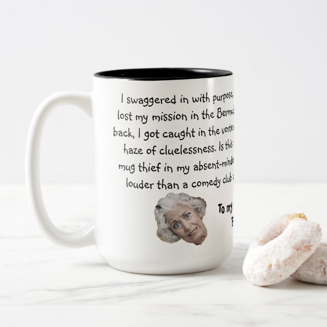 Funny Face | Grandmas/Opa Amusing Zweifarbige Tasse (Mit Donut)