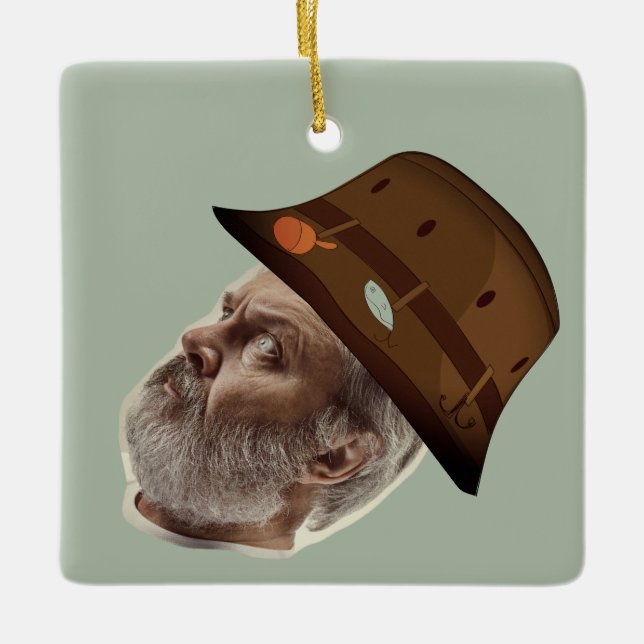 Funny Face Grandpa Foto Angeln Keramik Ornament (Vorderseite)