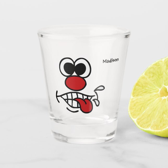 Funny Face individuelle Name Schnapsglas (Vorderseite)