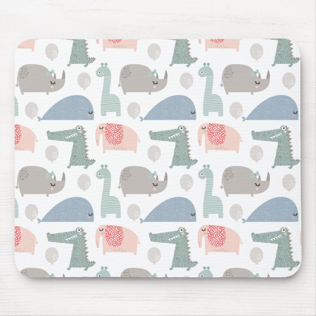 Funny Face Niedlich Doodle Tiermuster Mousepad (Vorne)