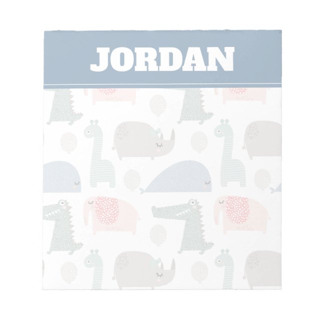 Funny Face Niedlich Doodle Tiermuster Notizblock (Vorderseite)