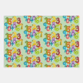 Funny Face Numbers Design Wrapping Paper Geschenkpapier Set