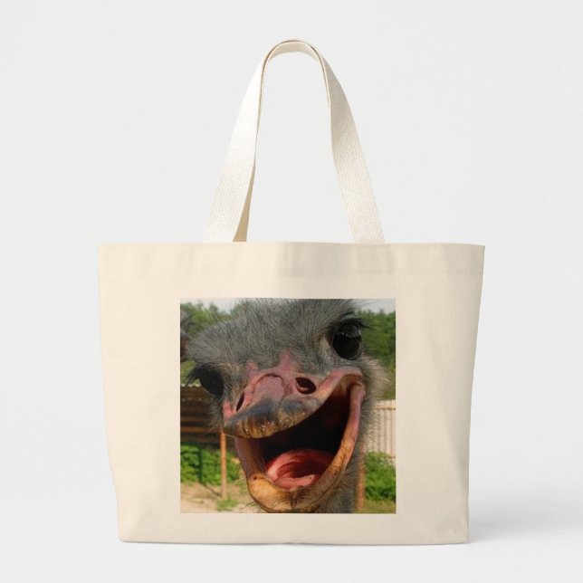 Funny Face Ostrich Bird Foto Jumbo Stoffbeutel (Vorne)