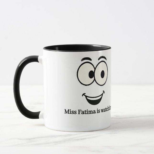 Funny Face Tasse - Benutzerdefinierter Text | Auge (Links)