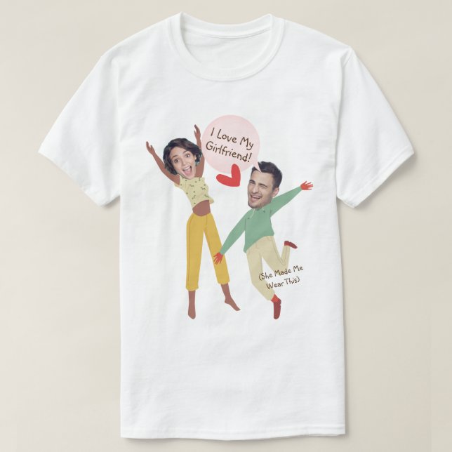 Funny Face Whimsical I Liebe My Girlfriend Foto 1S T-Shirt (Design vorne)