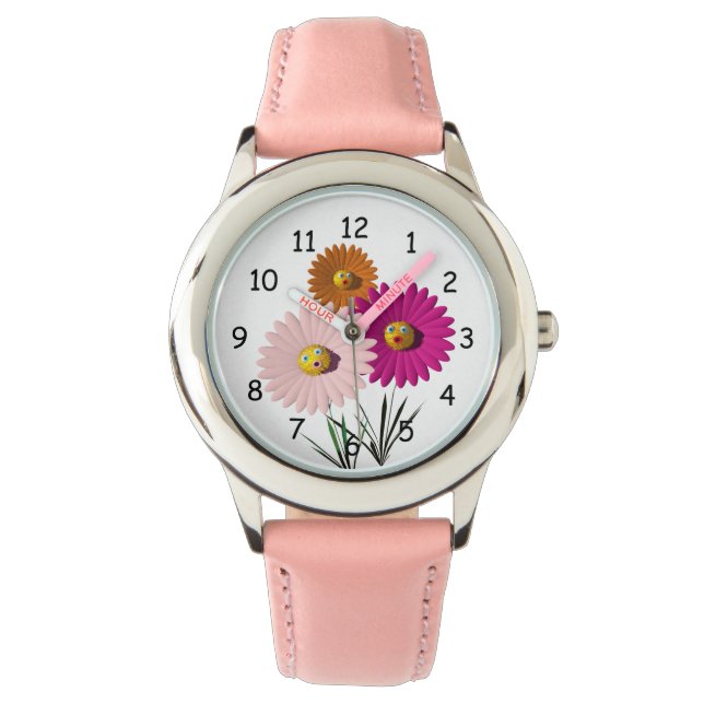 Funny Faced Blume beobachten Armbanduhr (Vorderseite)