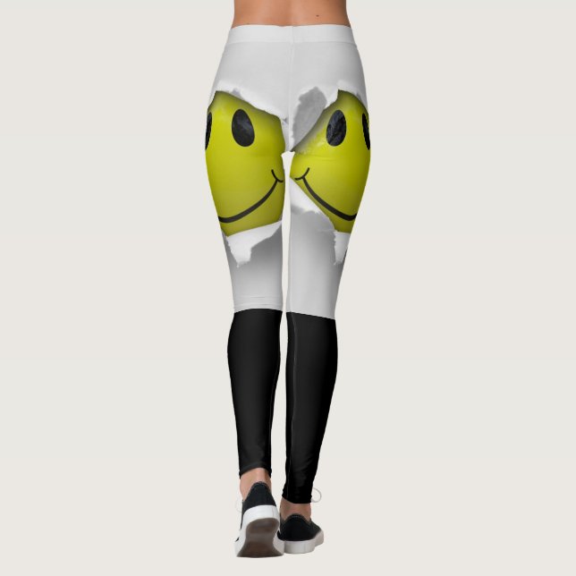 Funny Faces lächelnd glücklicher Spaß lacht Leggings (Rückseite)