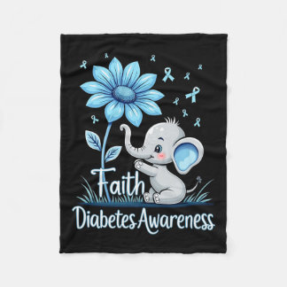 Funny Faith Elephant Sunflower Ribbon Diabetes Awa Fleecedecke