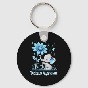 Funny Faith Elephant Sunflower Ribbon Diabetes Awa Schlüsselanhänger