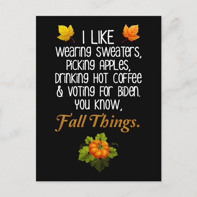 Funny Fall 2024 November Wahl Pro-Biden Postkarte (Vorderseite)