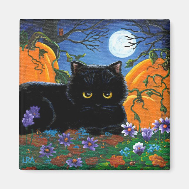 Funny Fall Cats Moon Creationarts Magnet (Vorne)