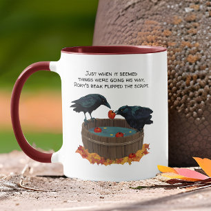 Funny Fall Crows Bobbing für Äpfel Herbst Apfelwei Tasse