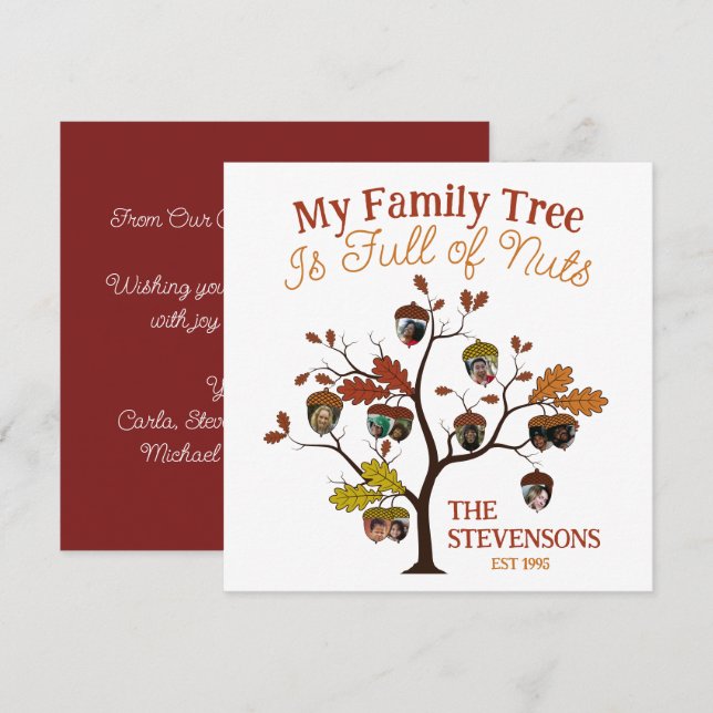 Funny Fall Foto Familienbaum ist voller Nuts (Vorne/Hinten)