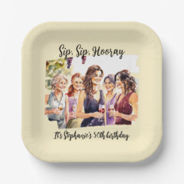 Funny Fall Wein Degusting Frau's 50. Geburtstag Pappteller