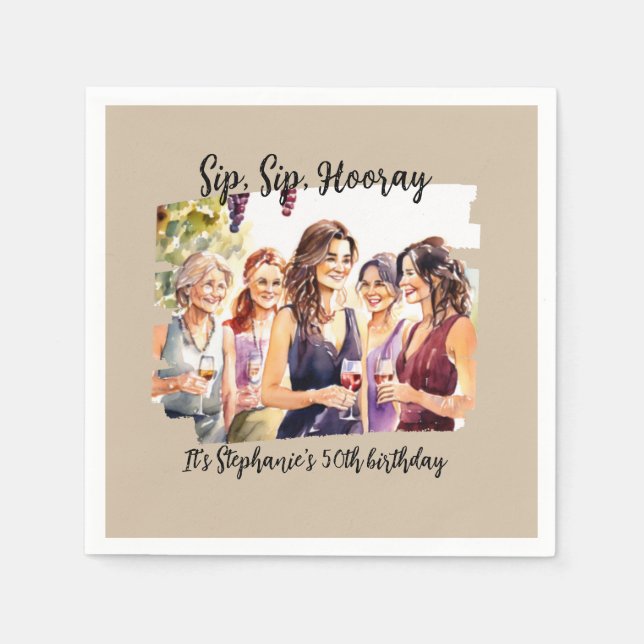 Funny Fall Wein Degusting Frau's 50. Geburtstag Serviette (Vorderseite)