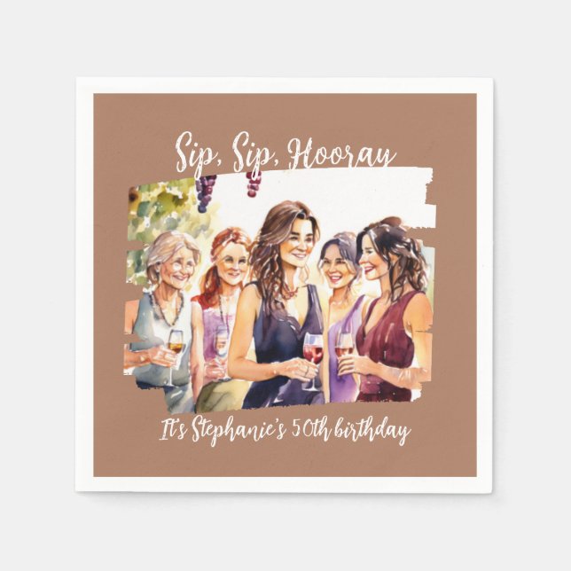 Funny Fall Wein Degusting Frau's 50. Geburtstag Serviette (Vorderseite)