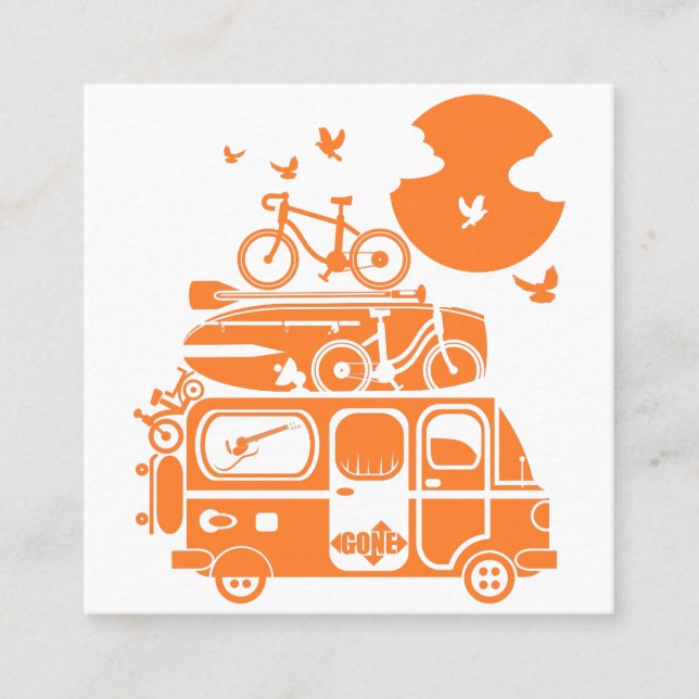 Funny Familienurlaub Campervan Quadratische Visitenkarte (Vorderseite)