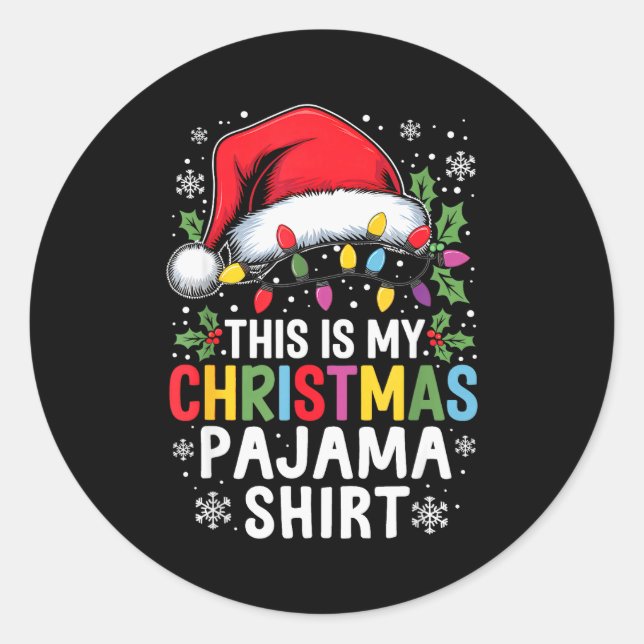 Funny Family Christmas Pajamas This Is My Christma Runder Aufkleber (Vorderseite)