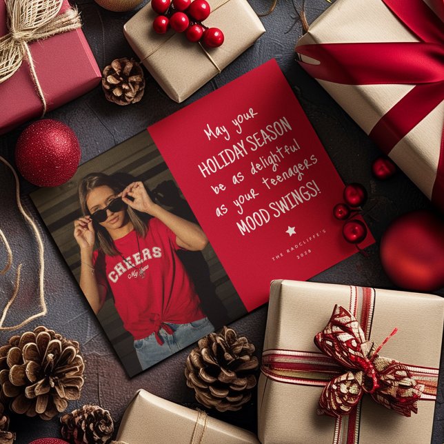 Funny Family Foto Red Christmas Feiertagskarte (Von Creator hochgeladen)