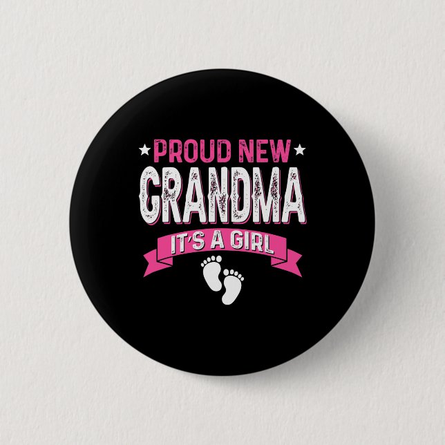 Funny Family Gender Reveal Proud New Grandma It's  Button (Vorderseite)