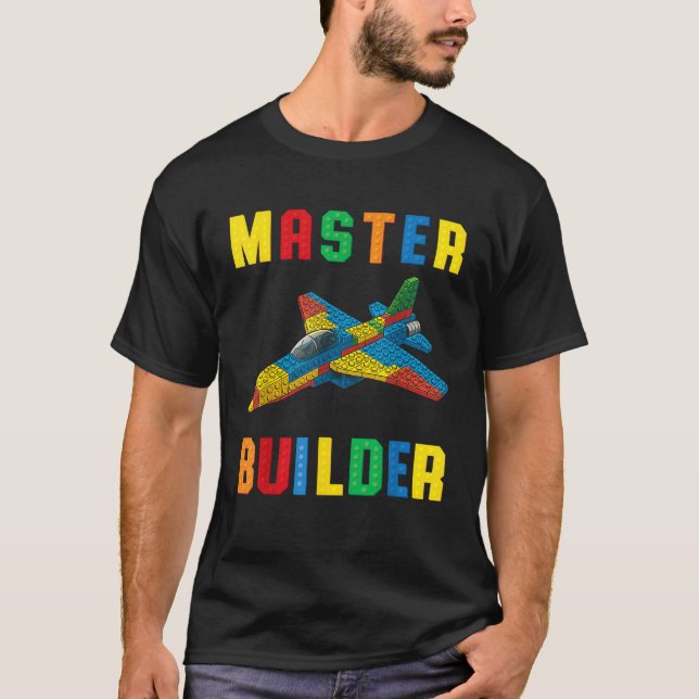 Funny Family Master Builder Building Bricks Blocks T-Shirt (Vorderseite)