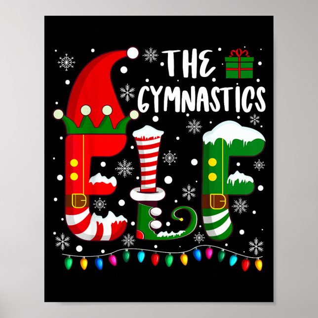 Funny Family Matching Pajamas Gymnastics Elf Chris Poster (Vorne)