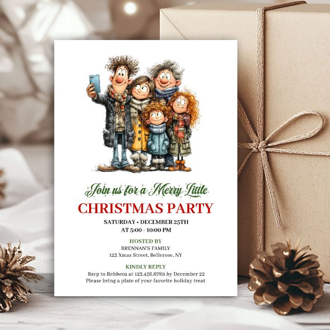 Funny Family Modern Holiday Party Invitation Einladung (Funny Family Modern Holiday Party Invitation)
