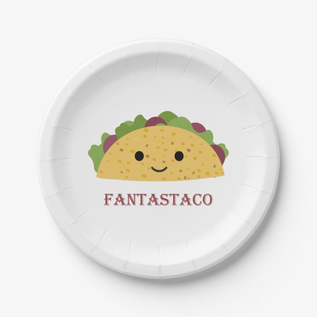 Funny Fantastaco Taco Pun Niedlich Kawaii Taco Pappteller (Vorderseite)