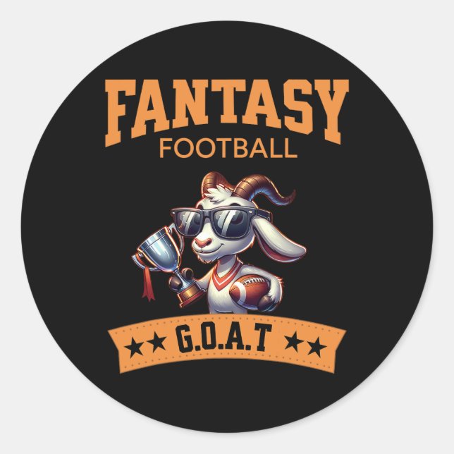 Funny Fantasy Football Champion Goat Runder Aufkleber (Vorderseite)