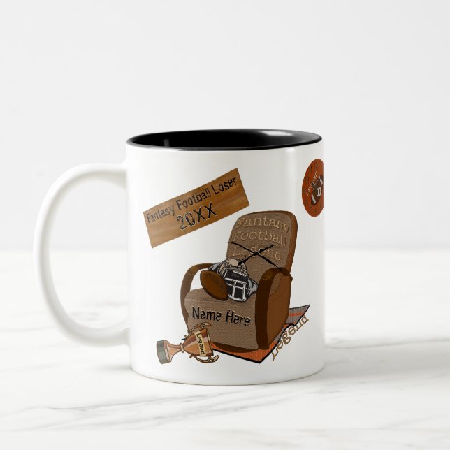 Funny Fantasy Football Loser Geschenke, Fußball Zweifarbige Tasse (Links)