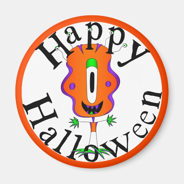 Funny, farbenfroh, Cartoon Monster, Halloween Magnet (Vorne)