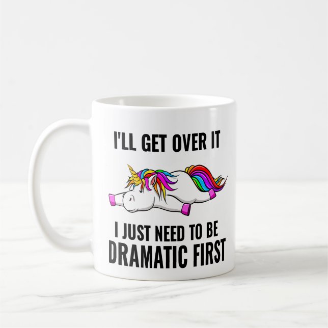 Funny farbenfrohe Einhorn dramatische sein Kaffeetasse (Links)