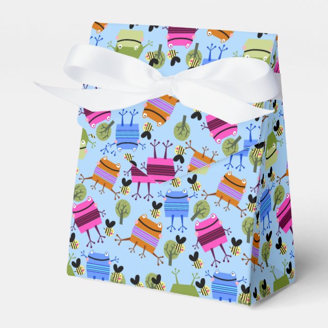 Funny farbenfrohe Frösche und Hummeln Geschenkschachtel (Vorderseite)